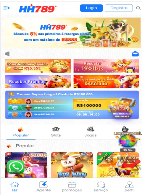 Aplicativo HH789 Cassino versão mobile
